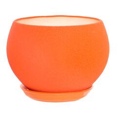 Горщик керамічний Куля шовк оранж 4,1 л, Модель: 0 | Доставка квітів Шарм24