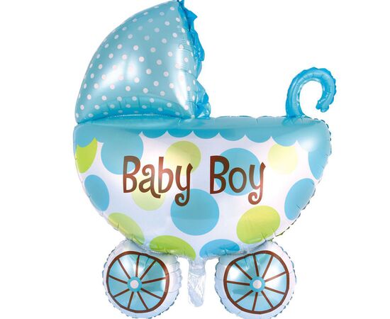 Шар фольгированный фигура коляска детская голубая 1207-3007, Модель: 0 | Доставка цветов Шарм24