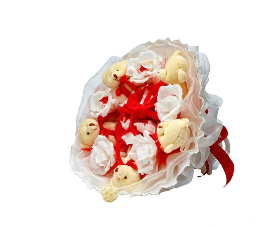 Букет з м'яких іграшок «Ведмедики з Рафаелло», Модель: 0 | Доставка квітів Шарм24