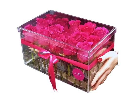 Коробка скляна для 15 троянд, Модель: 0 | Доставка квітів Шарм24