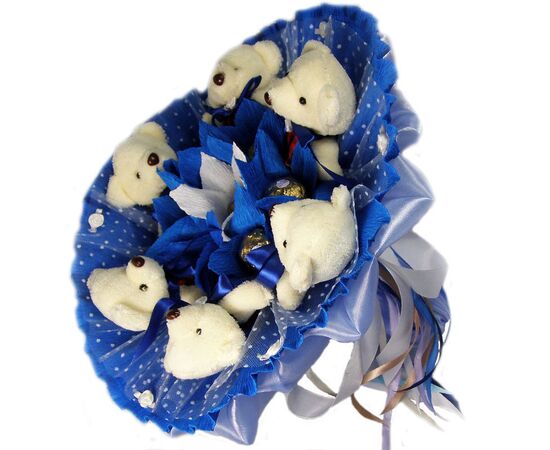 Букет з м'яких іграшок «Ведмедики з Ферреро-Роше», Модель: 0, зображення 2 | Доставка квітів Шарм24