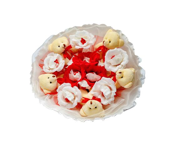 Букет из мягких игрушек "Мишки с Рафаэлло", Модель: 0, фото 2 | Доставка цветов Шарм24