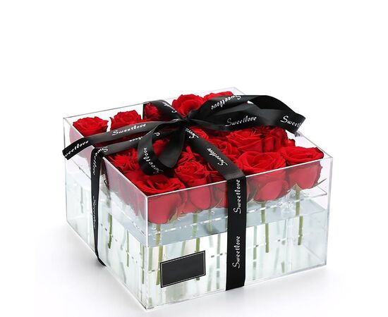 Коробка стеклянная для 25 роз, Модель: 0, фото 2 | Доставка цветов Шарм24