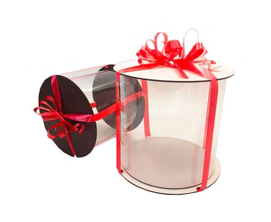 Коробка прозрачная белое дерево 35*35, Модель: 0, фото 2 | Доставка цветов Шарм24