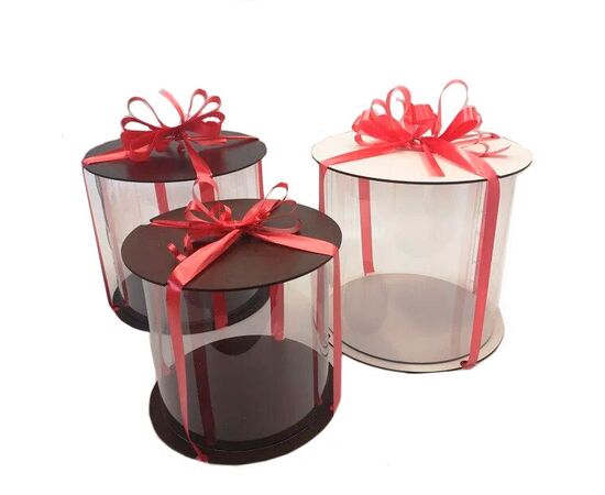 Коробка прозрачная коричневое дерево 30*25, Модель: 0, фото 3 | Доставка цветов Шарм24