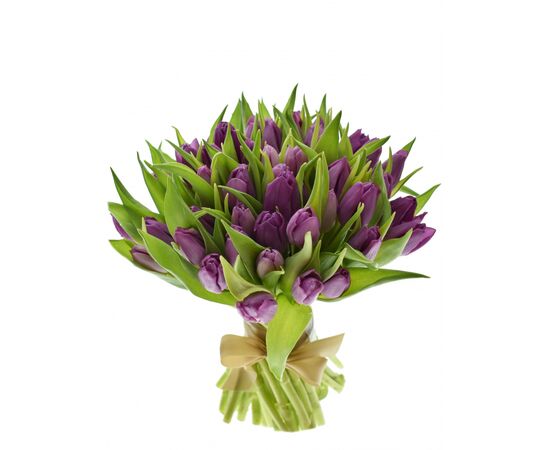 Букет из фиолетовых тюльпанов 55 шт, Модель: 0, фото 2 | Доставка цветов Шарм24