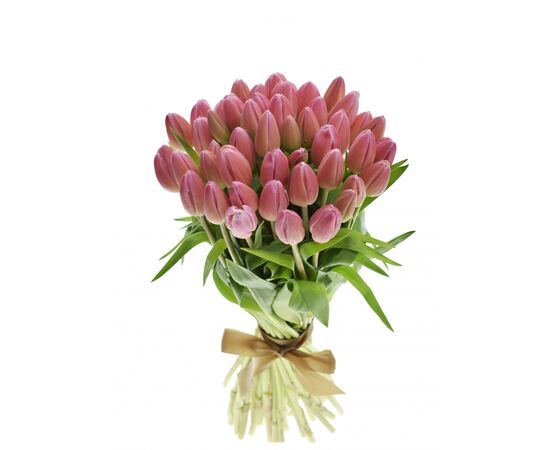 Букет з рожевих тюльпанів 55 шт, Модель: 0, зображення 2 | Доставка квітів Шарм24
