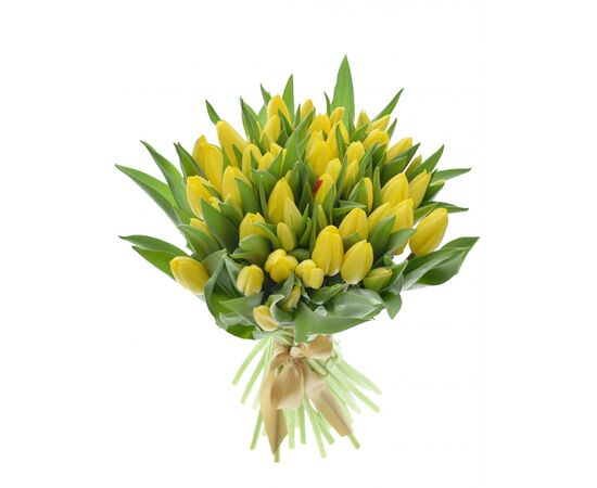 Букет з жовтих тюльпанів 55 шт, Модель: 0, зображення 2 | Доставка квітів Шарм24