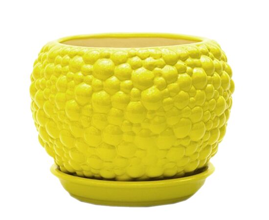 Горщик керамічний Куля Bubble лимон 1,4 л, Модель: 0 | Доставка квітів Шарм24